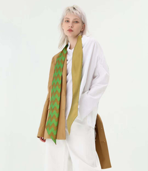 Tvöfaldur hliða Grænn Silk Skinny klútar